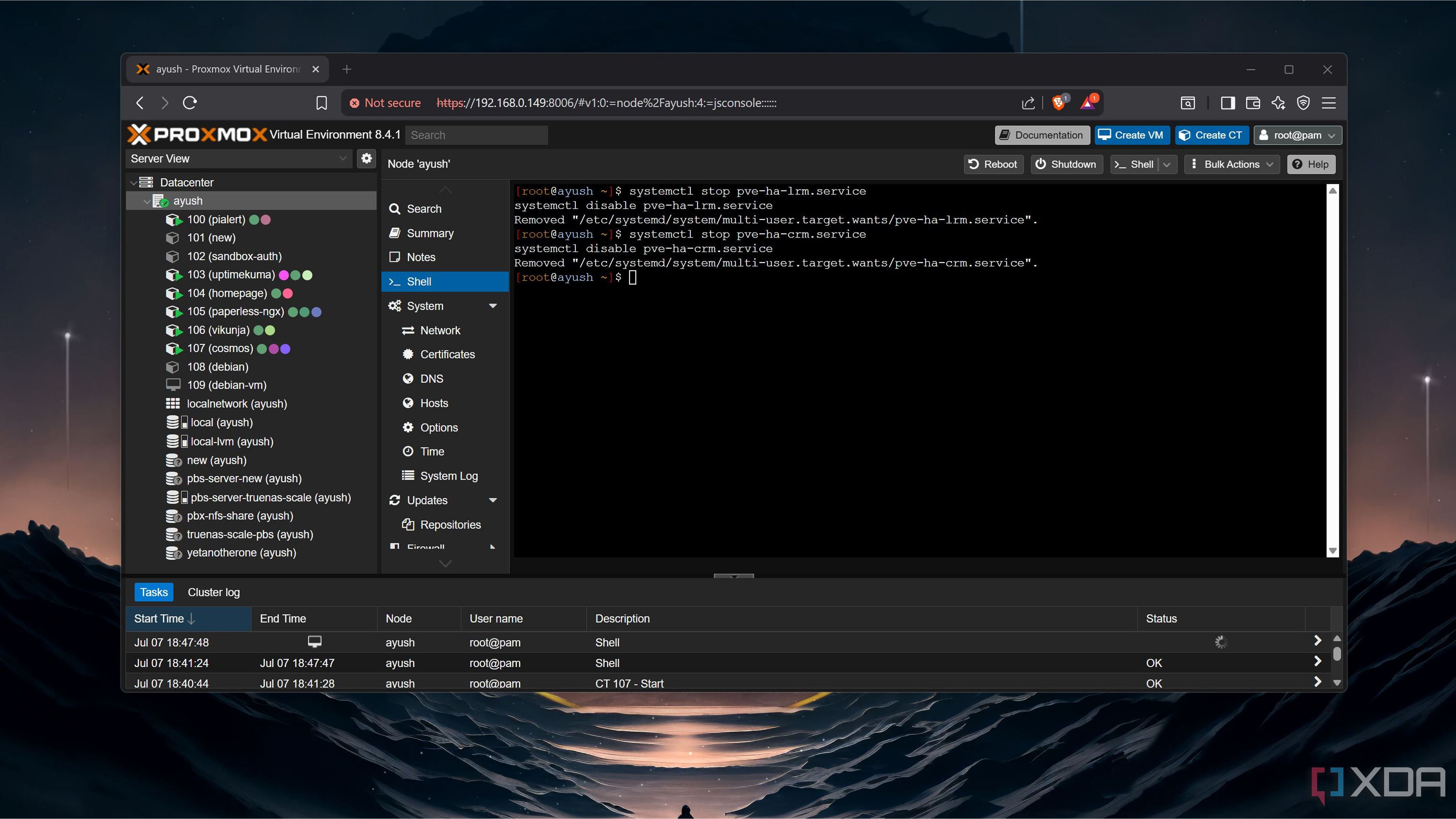 Disabling the Proxmox cluster services