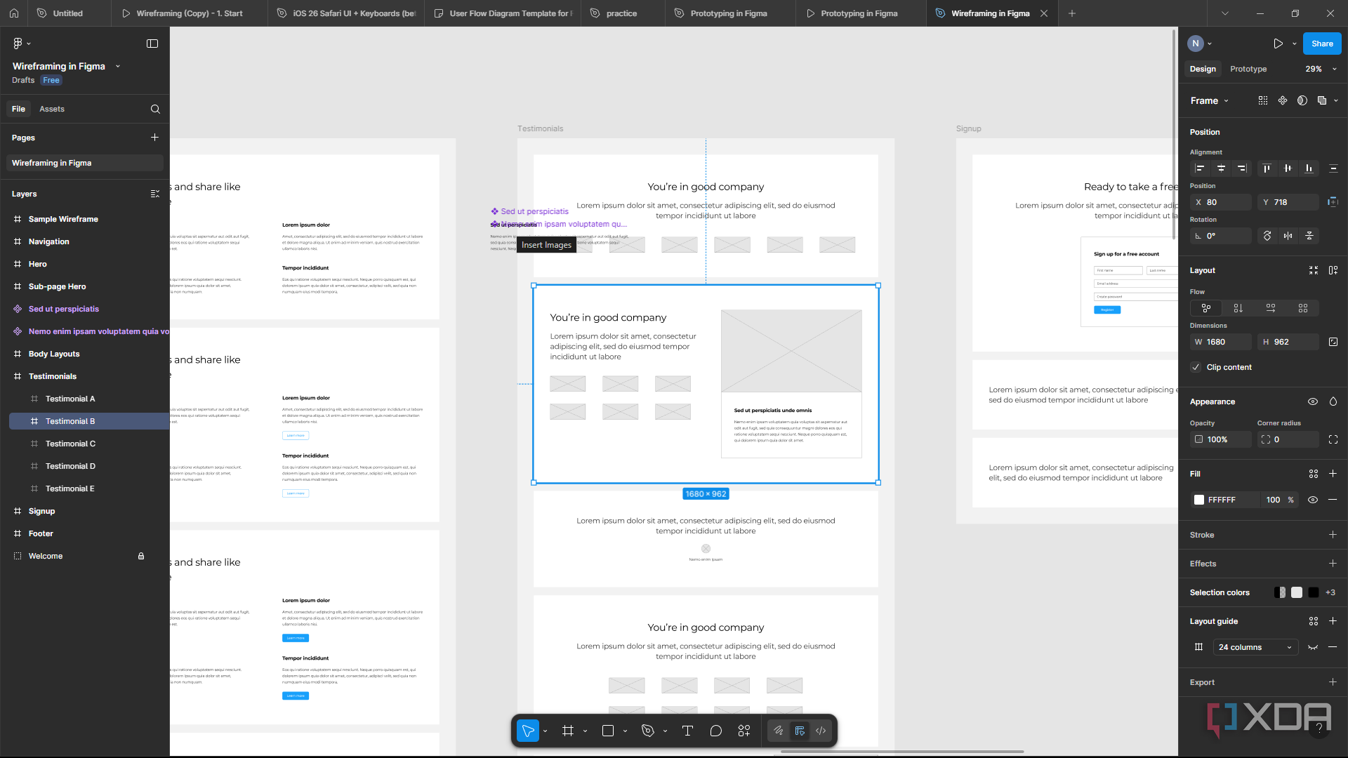 Firgma high fidelity wireframe
