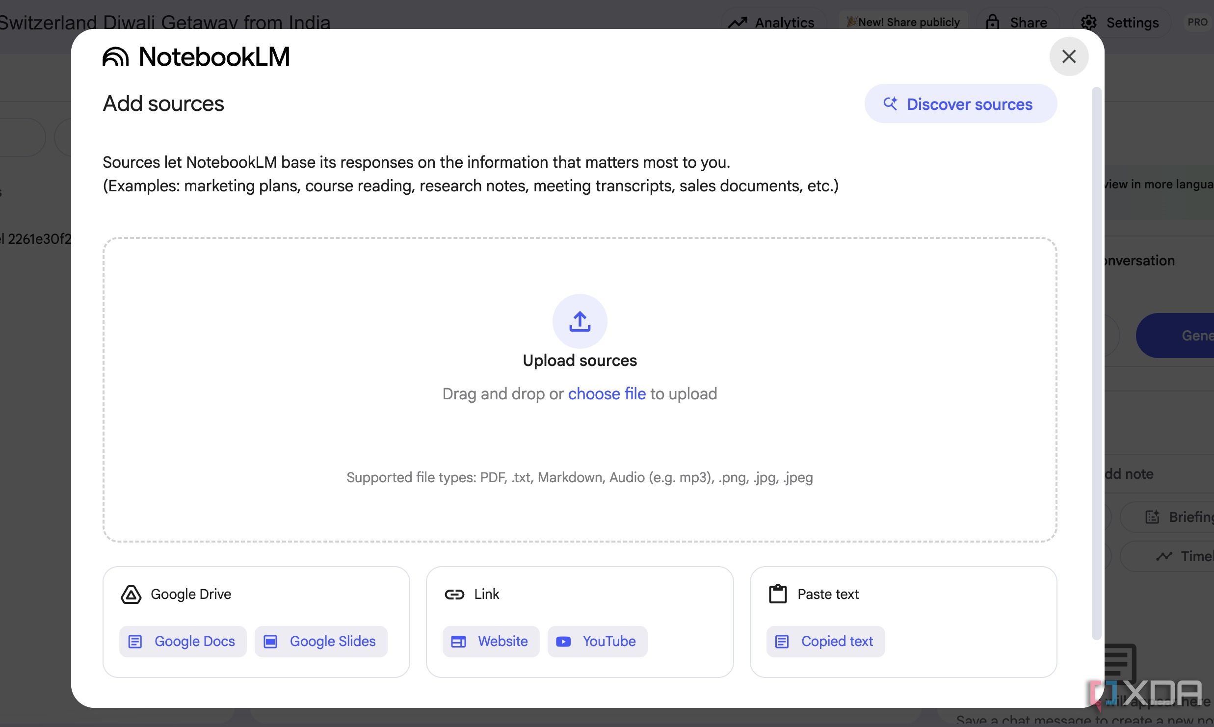 upload sources in NotebookLM