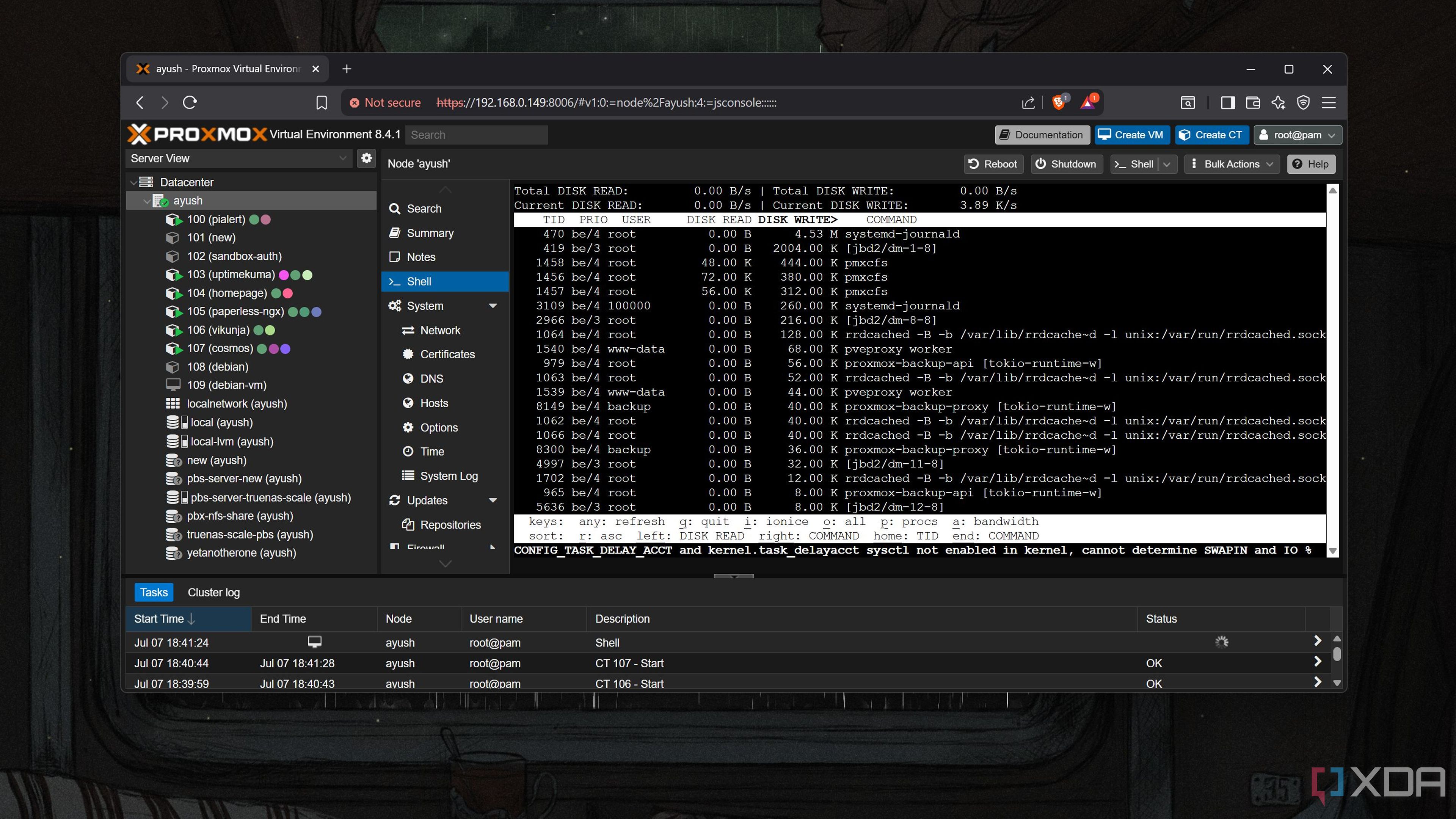 Checking the write-intensive processes via iotop
