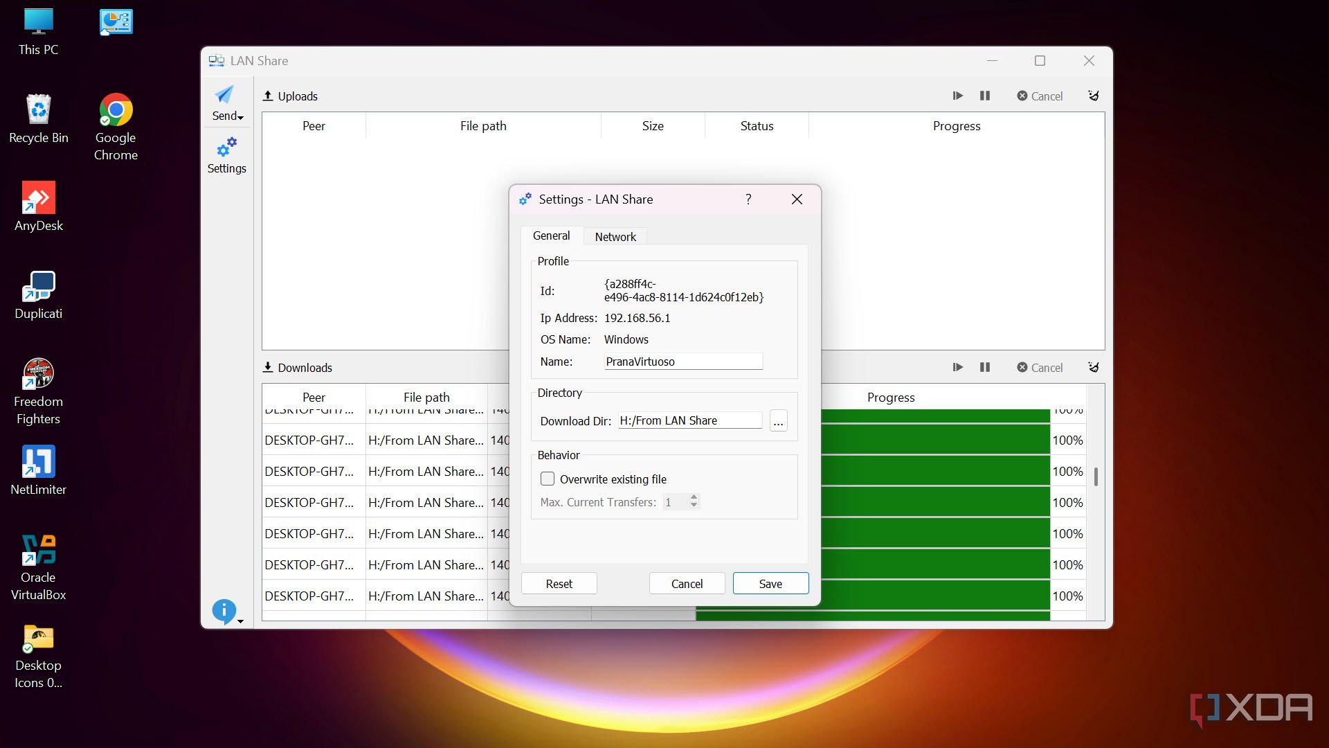 LAN Share settings
