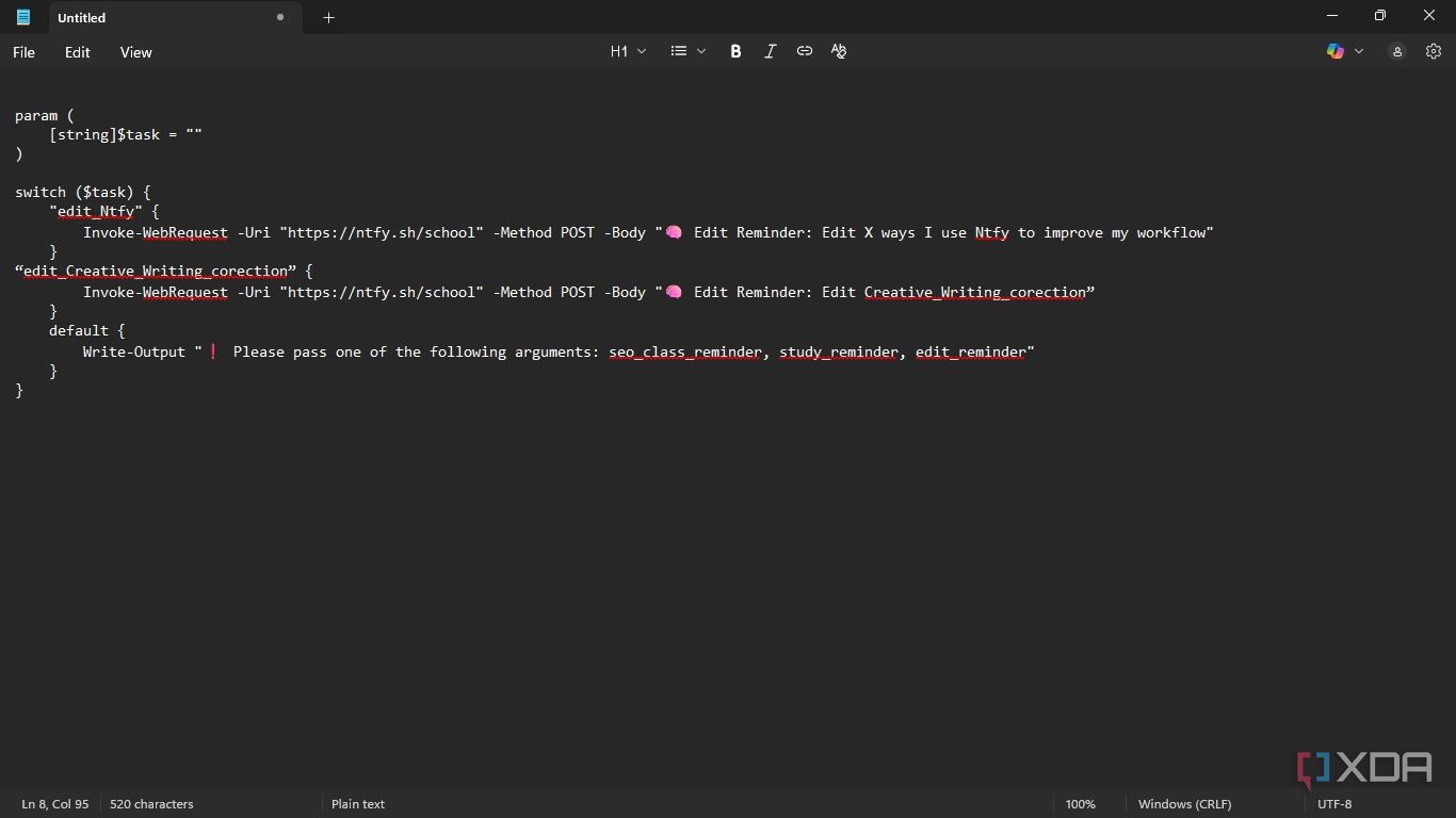 Notifications for editing writing