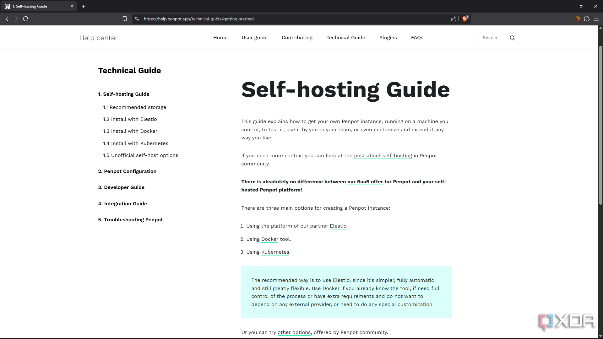 Penpot self-hosing guide and options on official documentation
