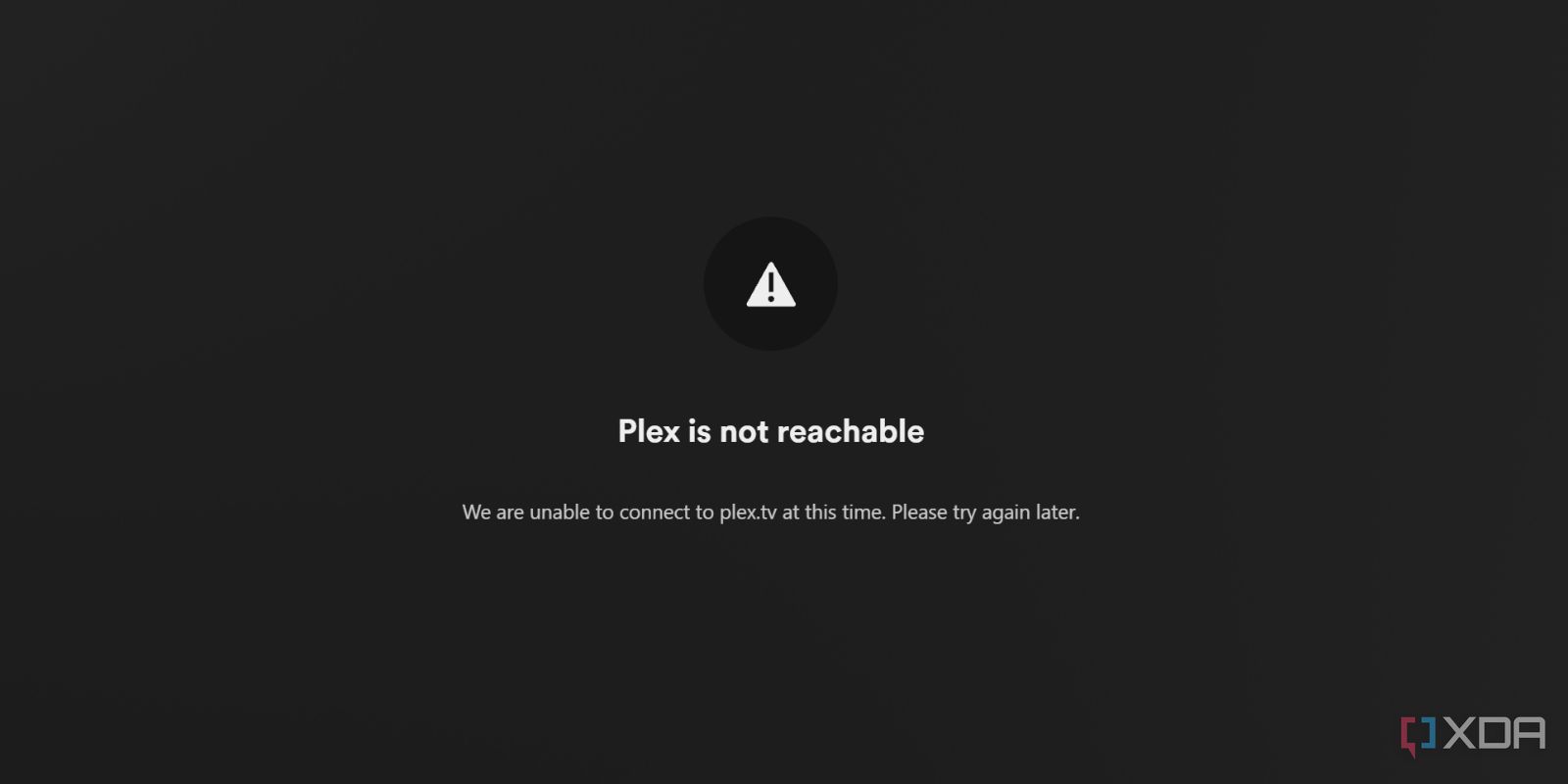 screenshot of plex unreachable without internet