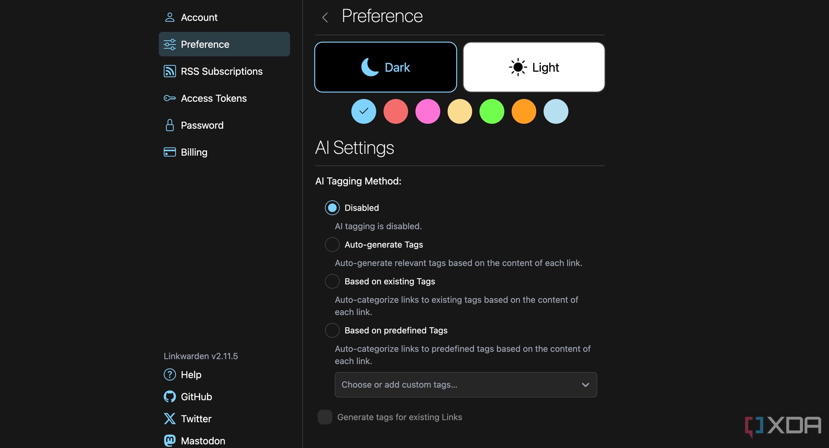Linkwarden settings