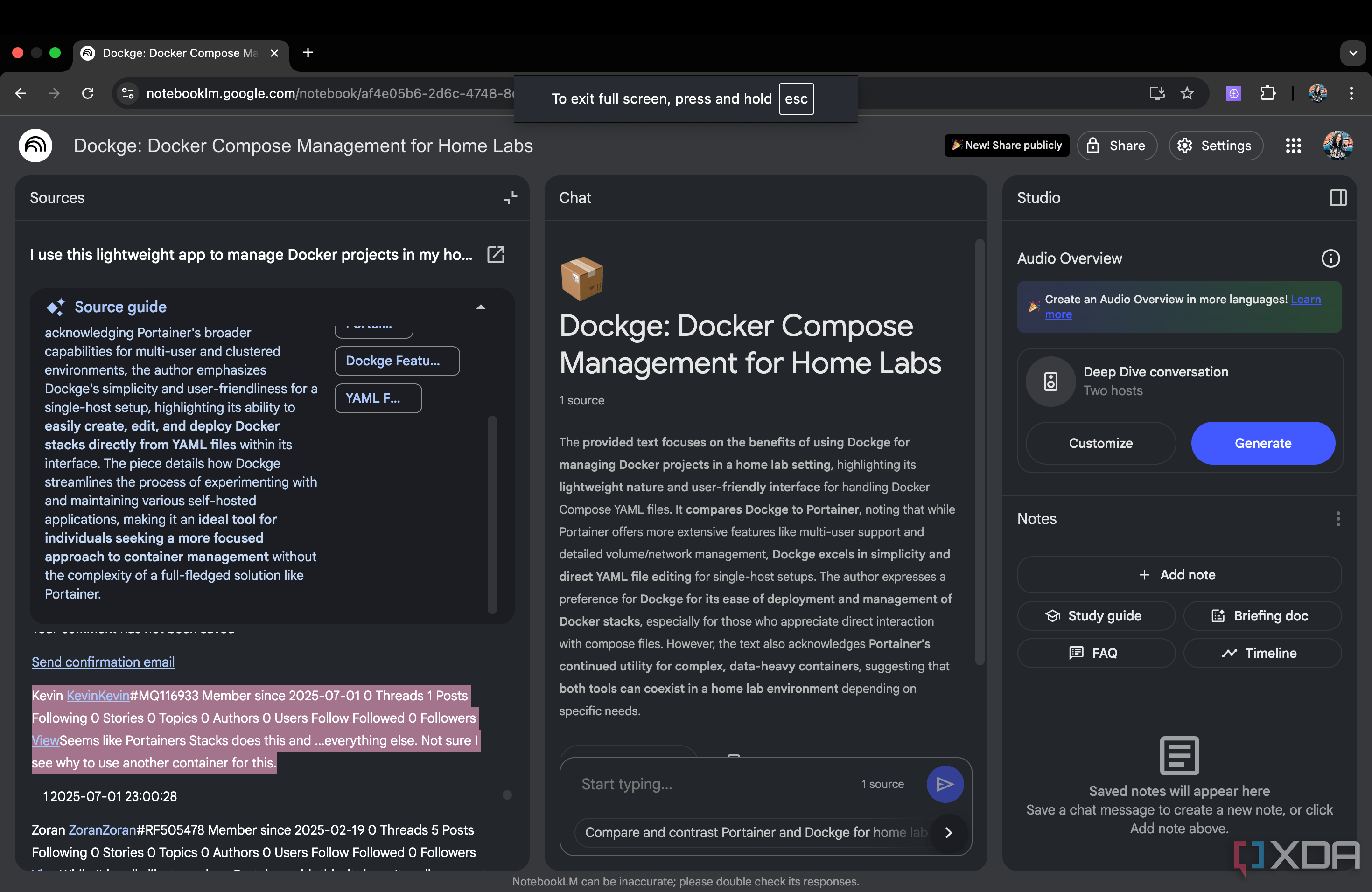 Adding an XDA article to NotebookLM