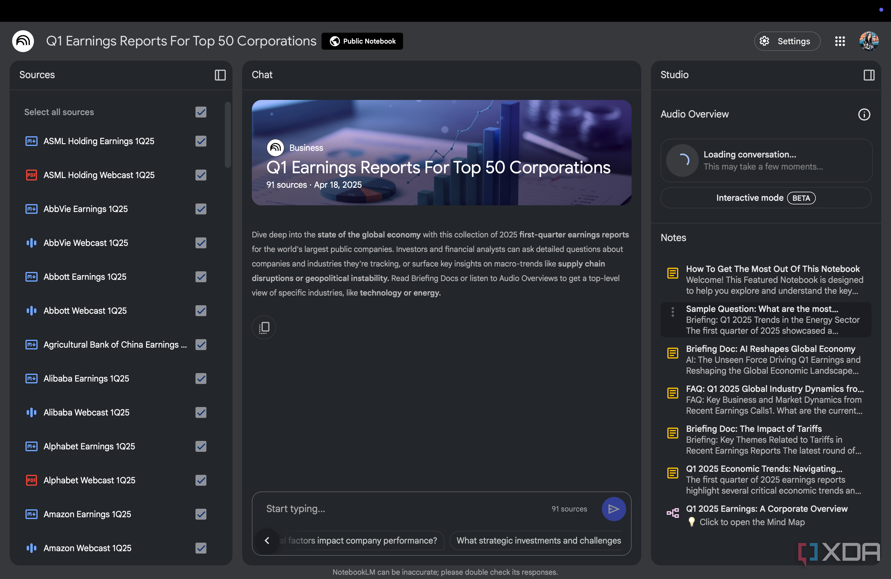 Informes de ganancias de Q1 para las 50 principales corporaciones cuaderno de cuaderno