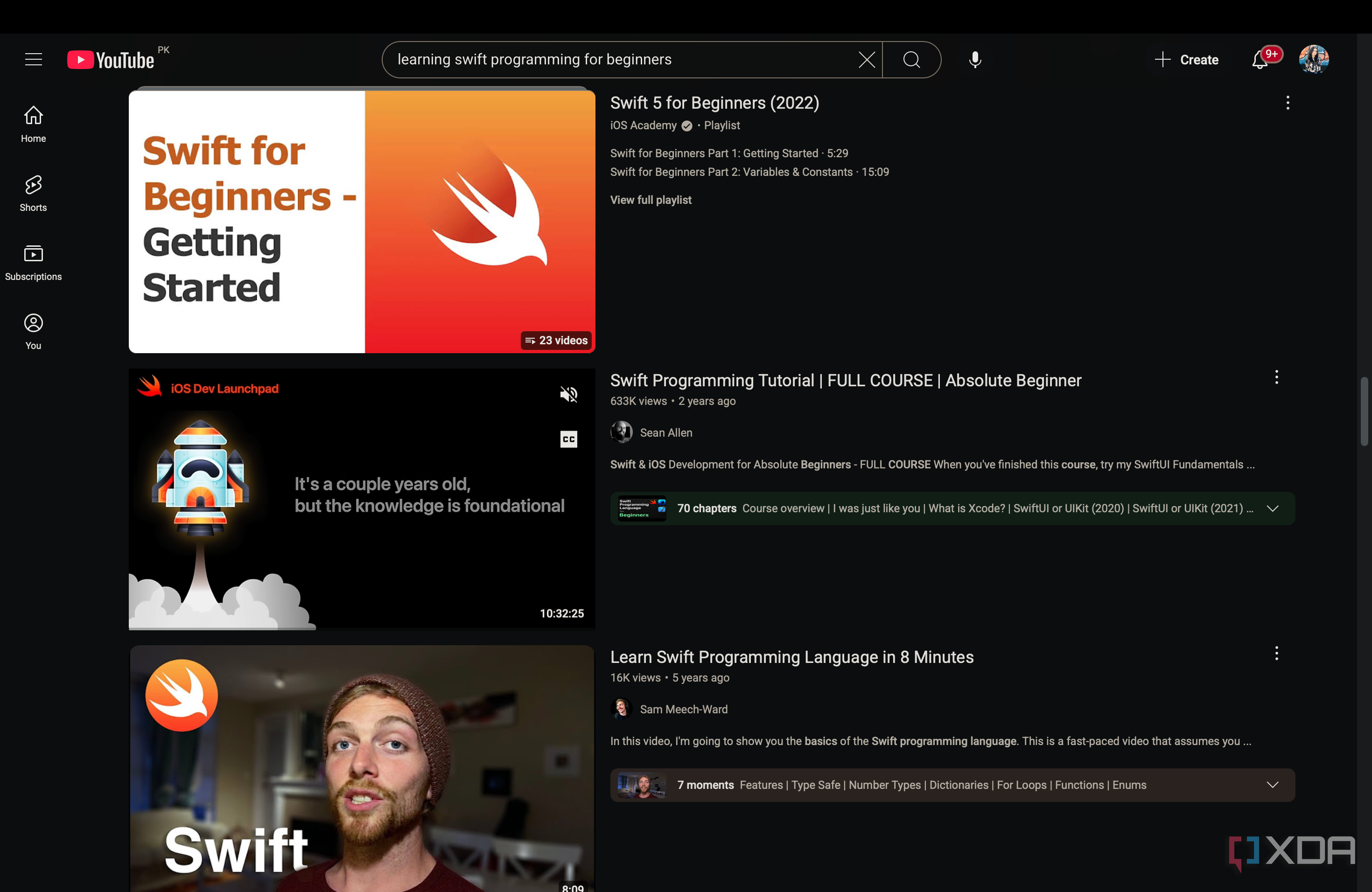 Learning Swift using YouTube