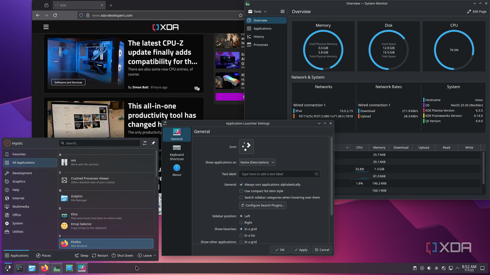 shows all applications KDE Plasma NixOS