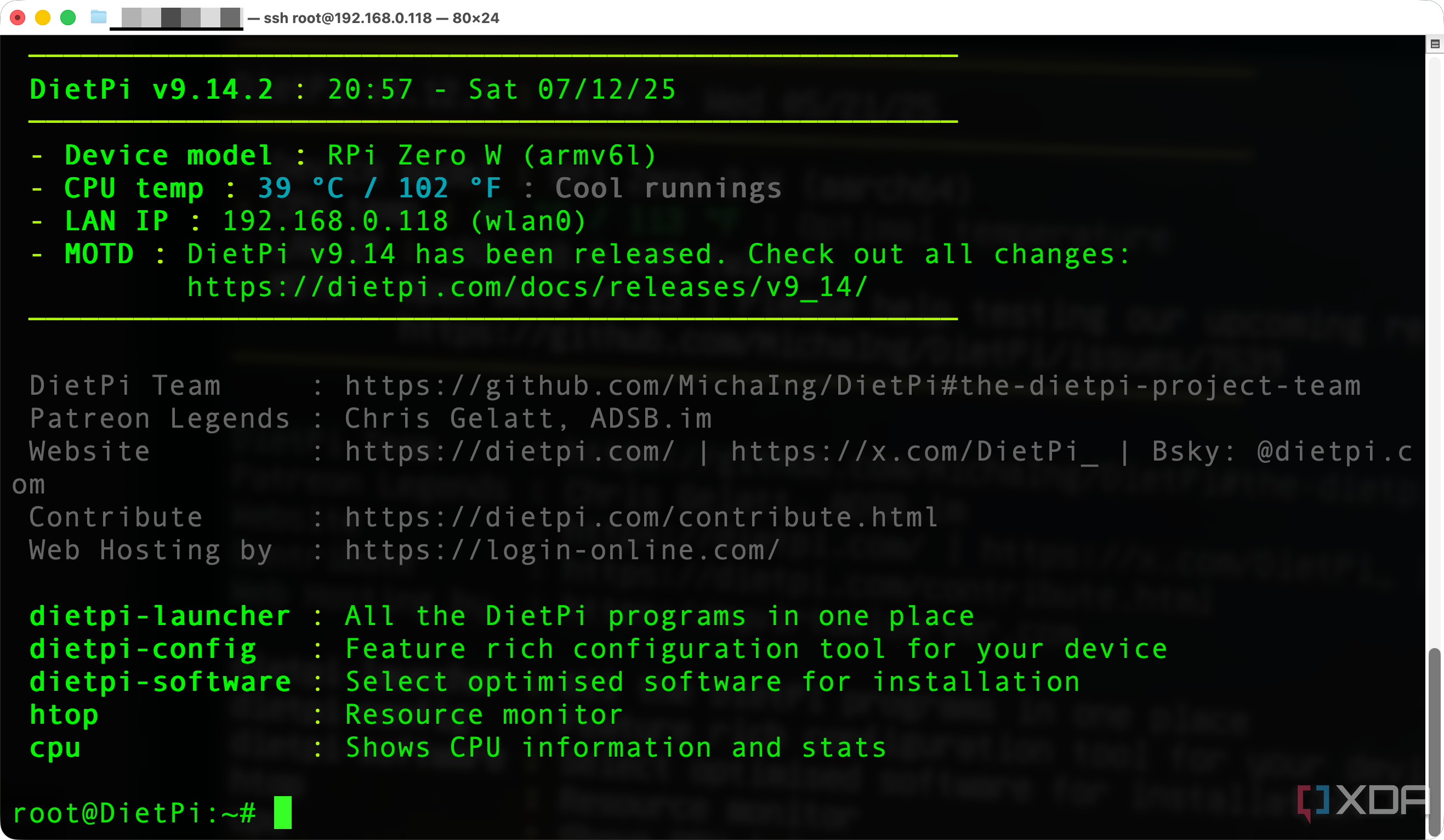 SSH into DietPi
