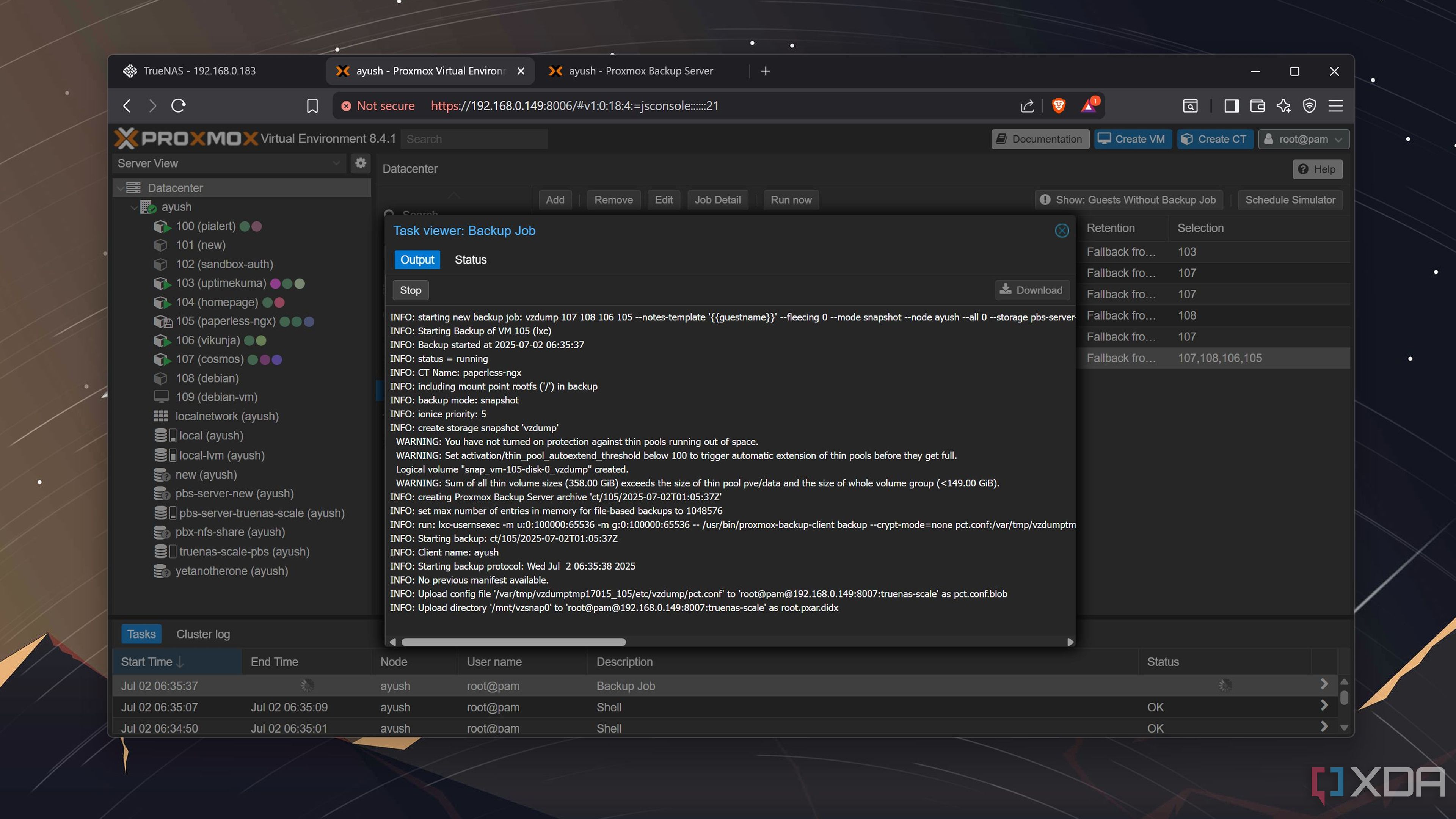 Finalizing a Proxmox Backup Job