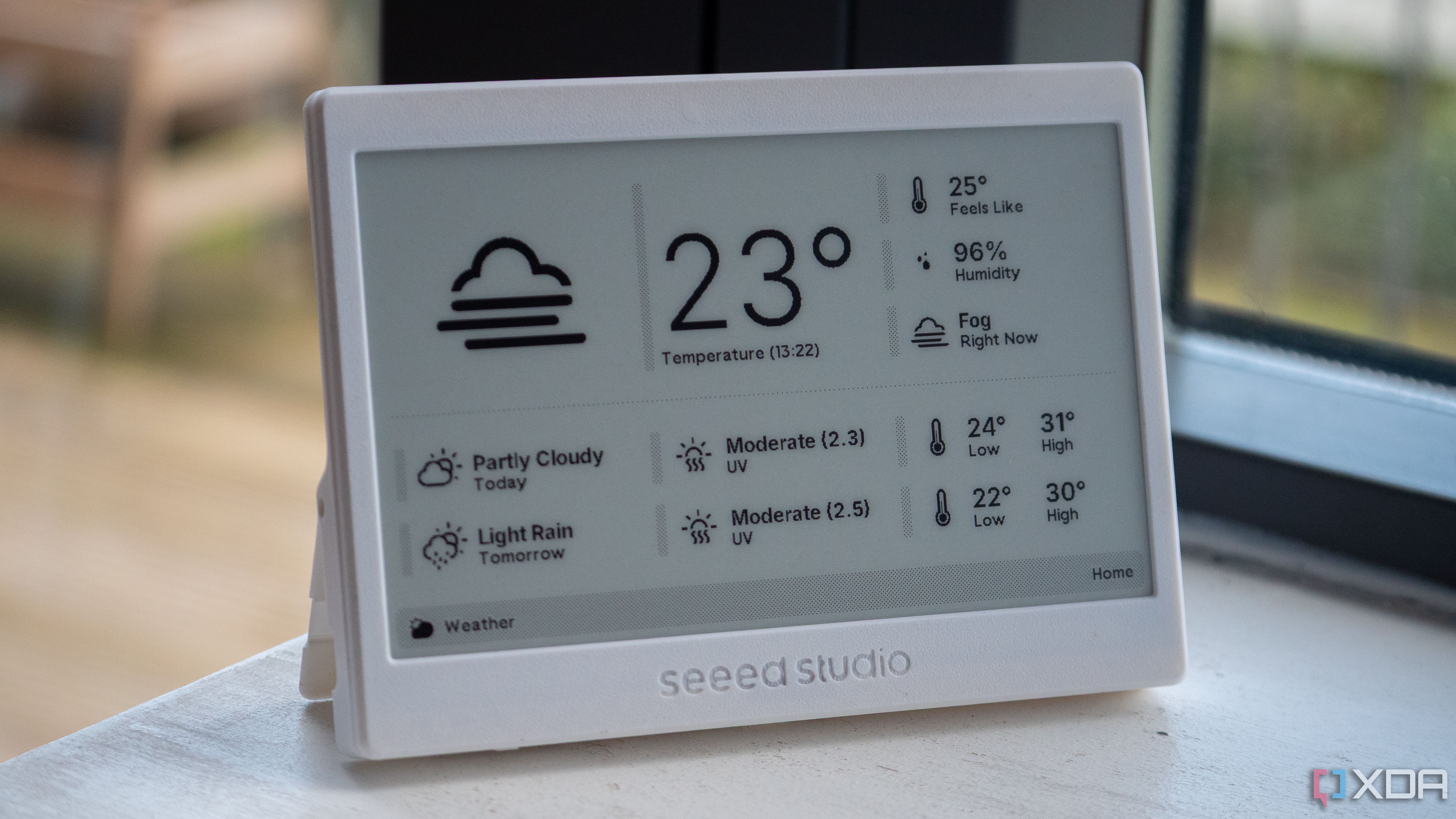 XIAO ePaper Panel running TRMNL, showing the weather