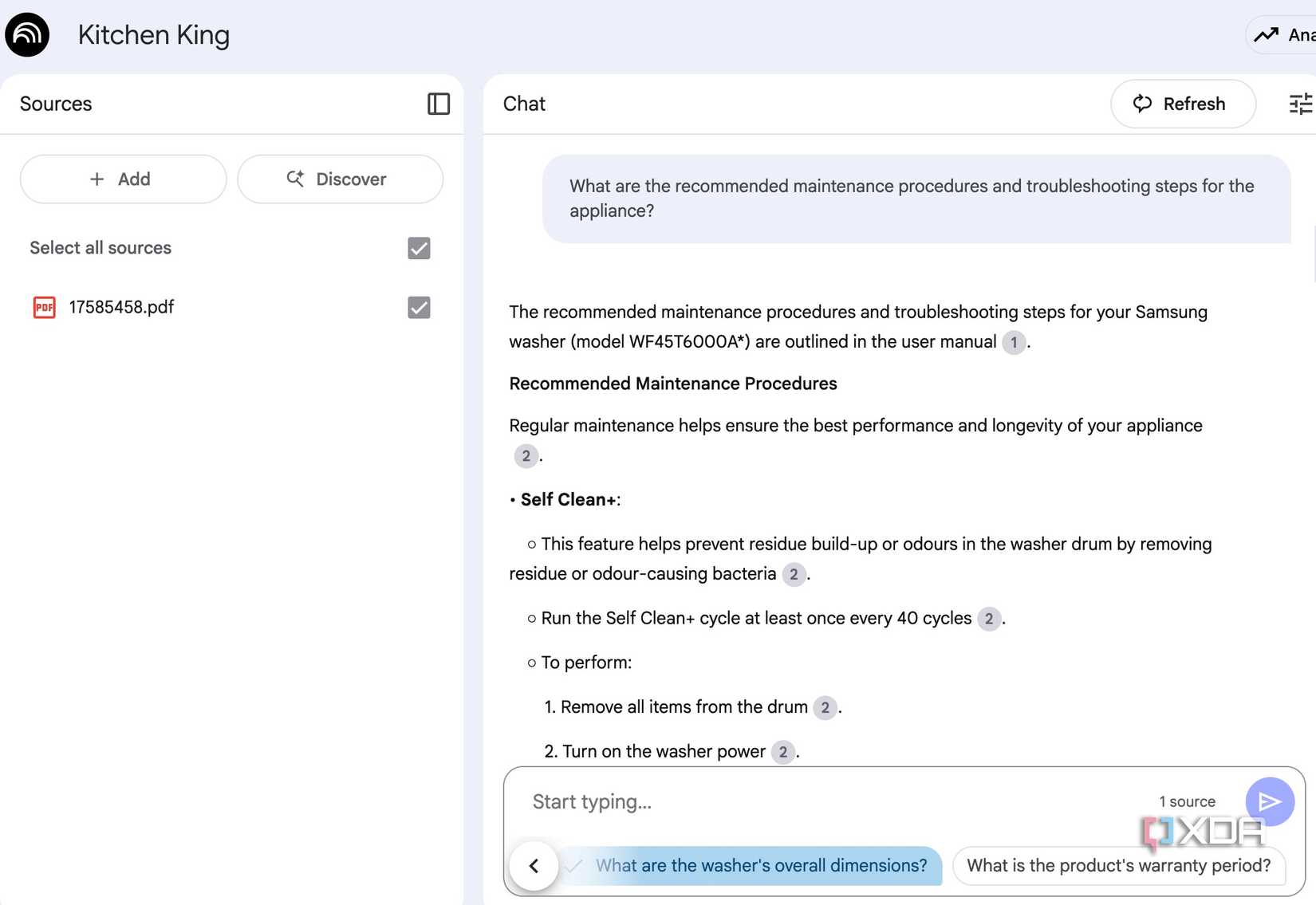 Product manual in NotebookLM