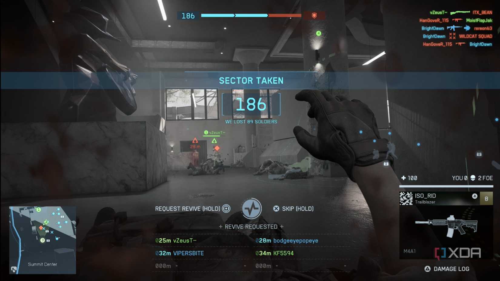 Una captura de pantalla de ser derribada durante la conquista en el campo de batalla 6 abierto beta