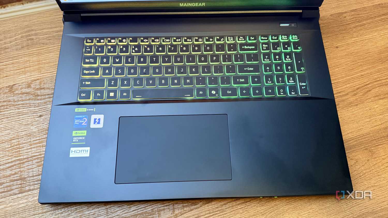 Maingear Ultima 18 keyboard and touchpad.