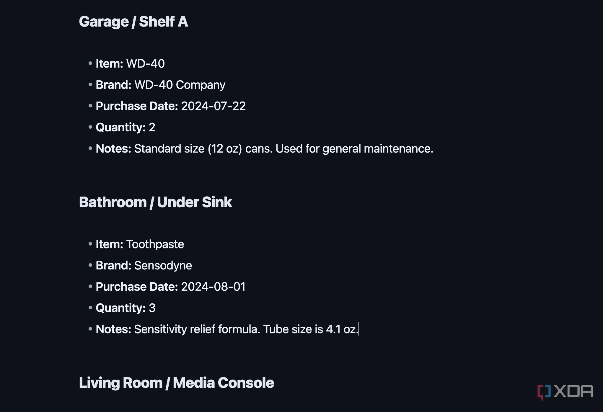 My home details in Obsidian