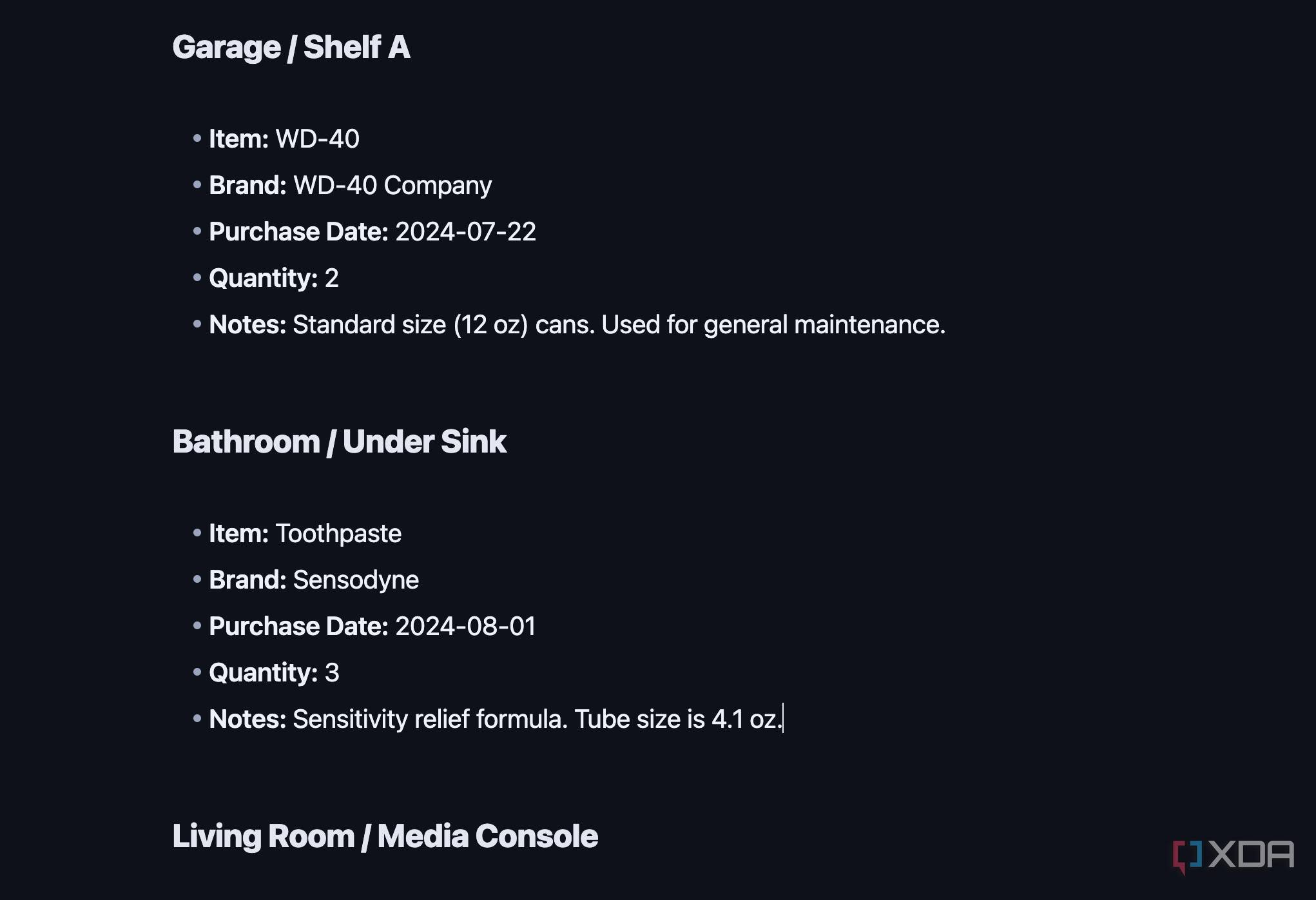 My home details in Obsidian
