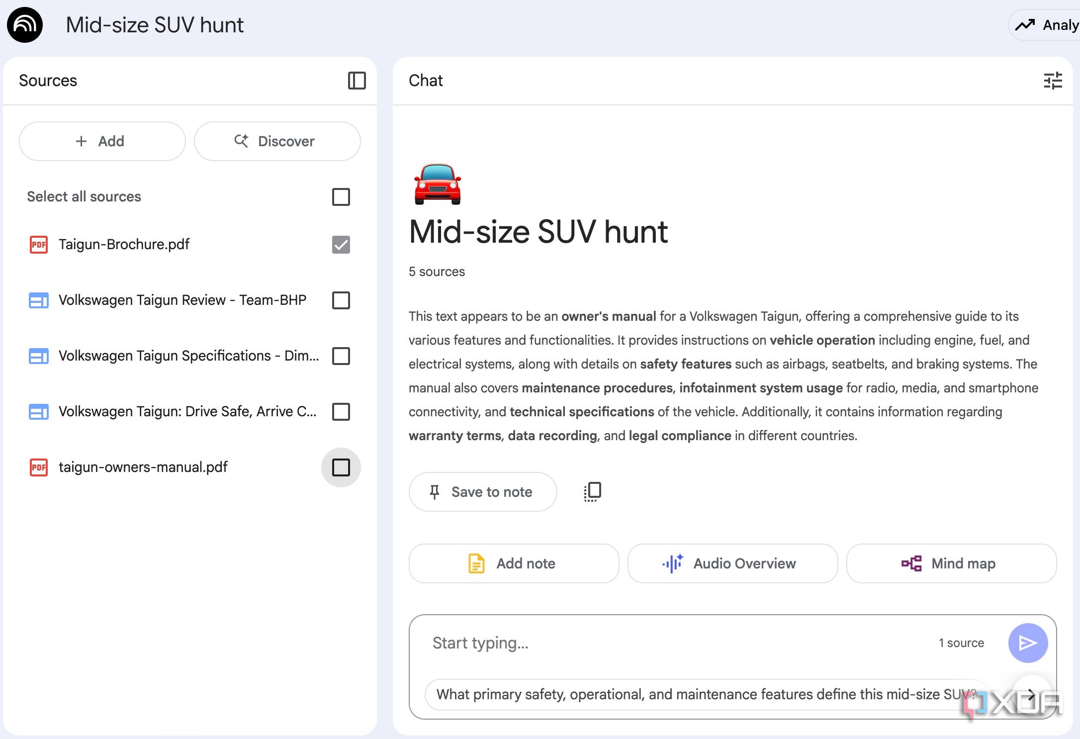 selecting sources in NotebookLM