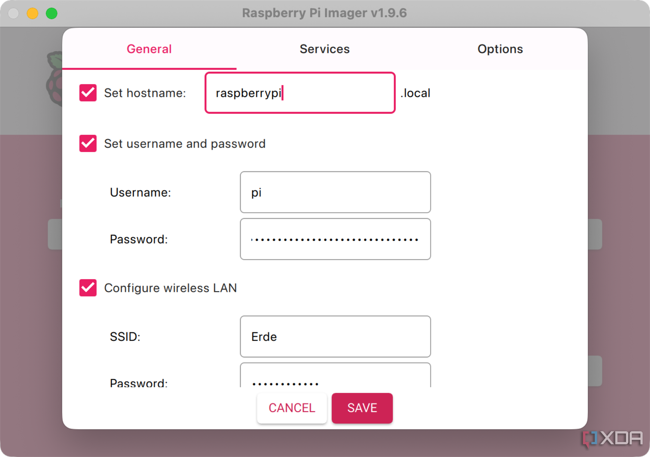 raspberry pi imager change settings
