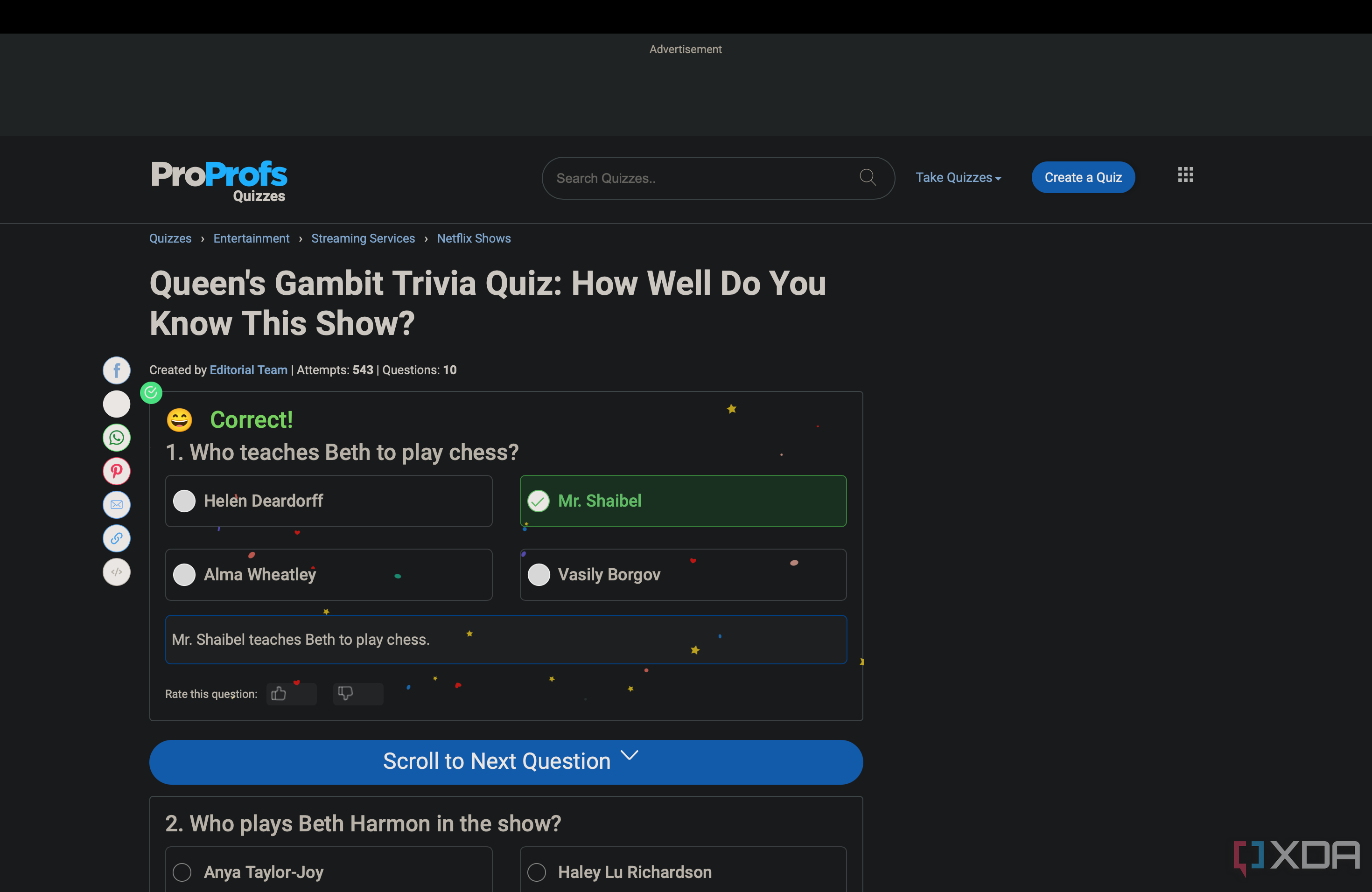 Queen's gambit trivia quizzes