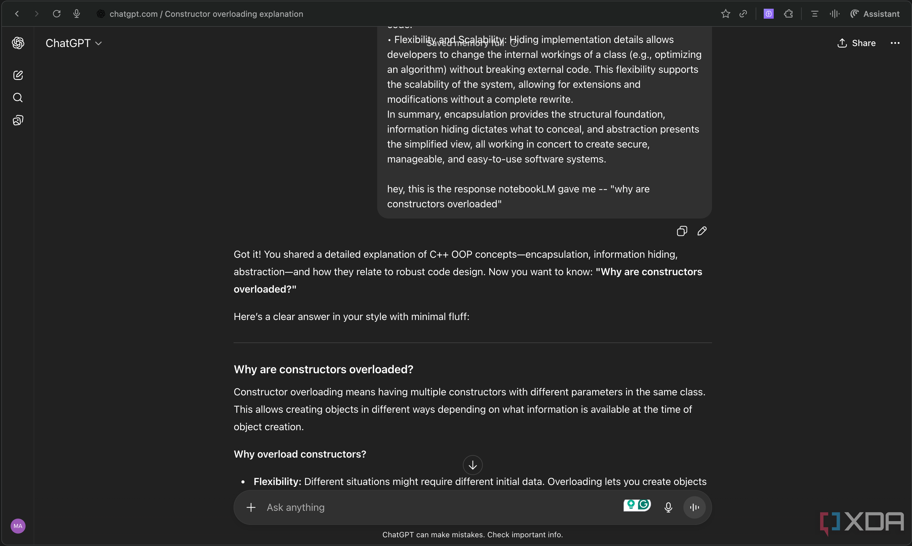 A screenshot showing a conversation with ChatGPT being used alongside NotebookLM.