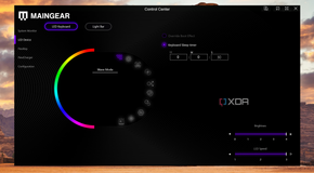 LED lighting controls in Maingear Control Center on the Ultima 18 gaming laptop.