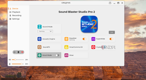 Sound Blaster Studio Pro 2 settings in the Creative App on the Maingear Ultima 18 gaming laptop.