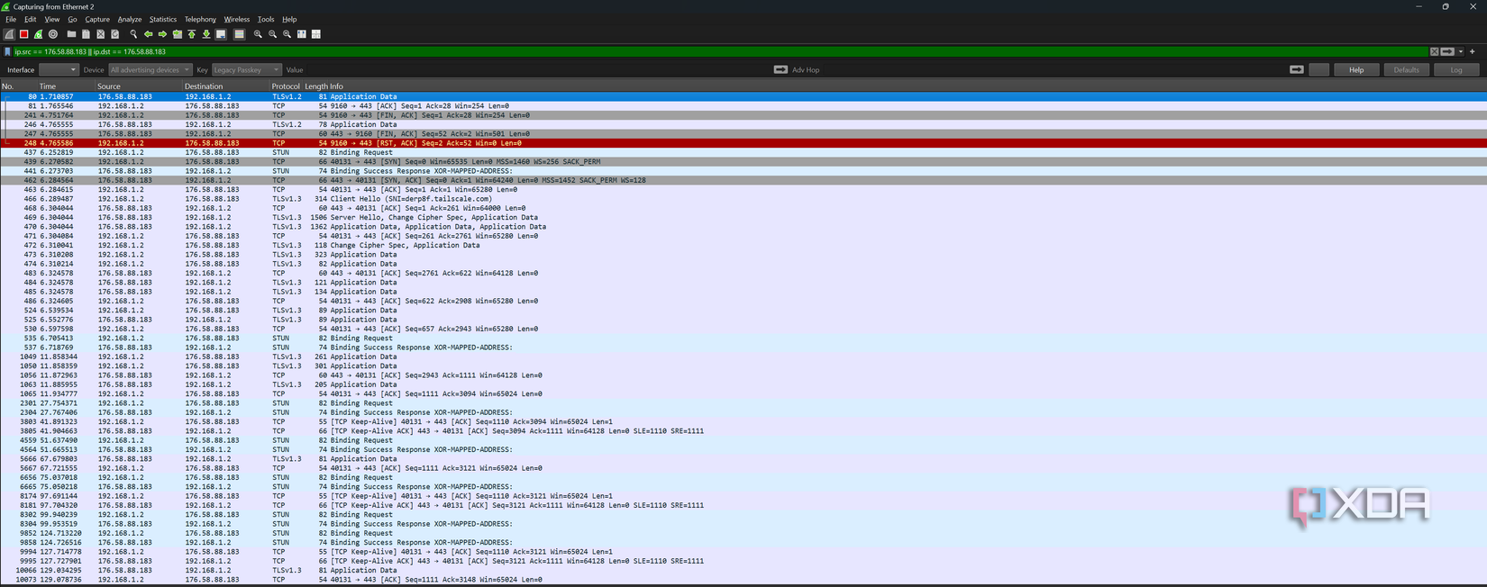 Using Wireshark to monitor the initial VPN connection